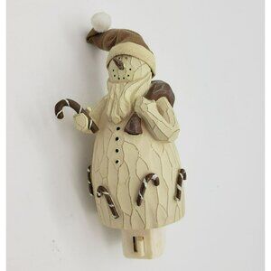 Flurryville CHILLY CLAUS Snowman Night Light, 6", Santa Hat & Sack, Candy Canes